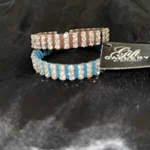 Giftcraft 1 Brown & 1 Turquoise Crystal Spring Closeure Bracelets